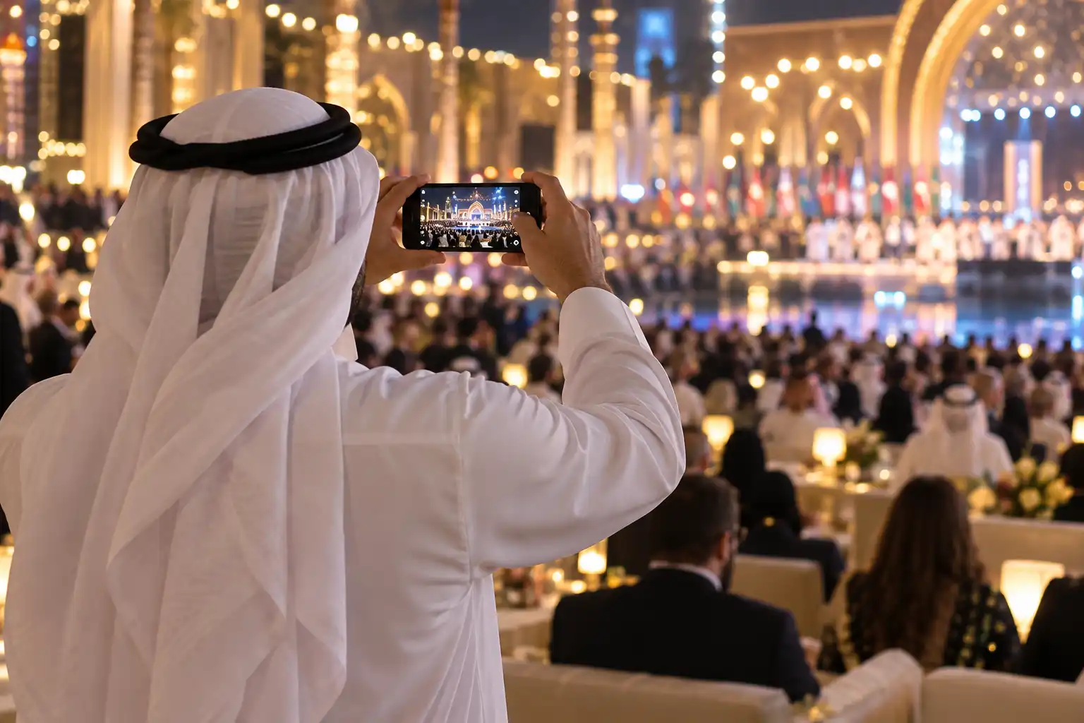 A guest photographing a celebration on a phone